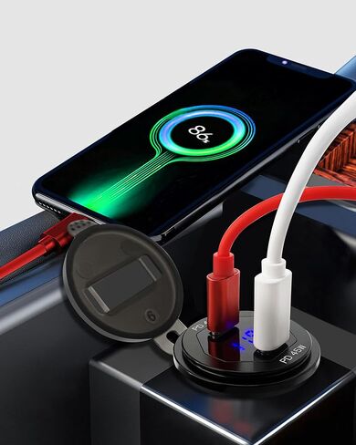 منفذ USB 12 فولت شحن سريع 3.0 وPD 3.0 مقبس شاحن USB، منفذ شحن USB شحن سريع مقاوم للماء مع الفولتميتر LED ومجموعة مصهر الأسلاك DIY in Kuwait