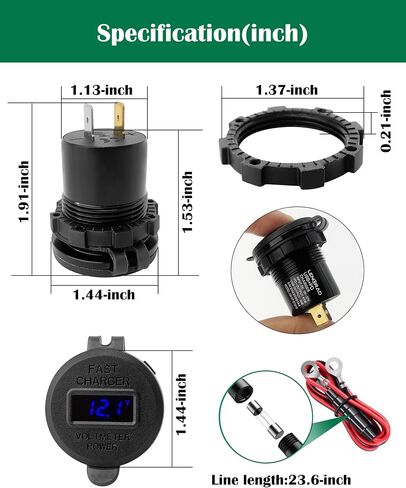 منفذ USB 12 فولت شحن سريع 3.0 وPD 3.0 مقبس شاحن USB، منفذ شحن USB شحن سريع مقاوم للماء مع الفولتميتر LED ومجموعة مصهر الأسلاك DIY in Saudi Arabia