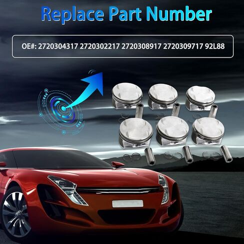 6Pcs Engine Pistons Rings, Pistons Set 92.9mm Φ22mm Fits for C350, CLK350, CLS350, E350, GL450, GLK350, ML350, R350, S350 2015-2006 Replace OE 2720304317 2720302217 2720308917 2720309717 92L88 in Saudi Arabia