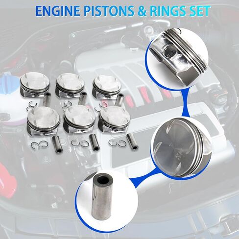 6Pcs Engine Pistons Rings, Pistons Set 92.9mm Φ22mm Fits for C350, CLK350, CLS350, E350, GL450, GLK350, ML350, R350, S350 2015-2006 Replace OE 2720304317 2720302217 2720308917 2720309717 92L88 in Saudi Arabia