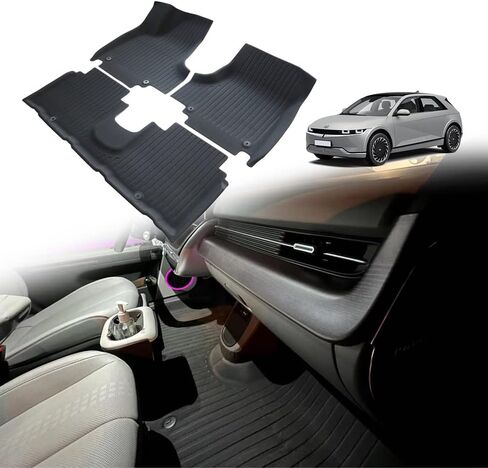 BestEvMod for Ioniq5 سجادة صندوق السيارة لجميع الأحوال الجوية، بطانة شحن ثلاثية الأبعاد لأرضية صندوق السيارة الخلفي مادة XPE متوافقة مع ملحقات Hyundai Ioniq 5 2022 2023 2024 in Kuwait
