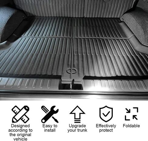 BestEvMod for Ioniq5 سجادة صندوق السيارة لجميع الأحوال الجوية، بطانة شحن ثلاثية الأبعاد لأرضية صندوق السيارة الخلفي مادة XPE متوافقة مع ملحقات Hyundai Ioniq 5 2022 2023 2024 in Kuwait