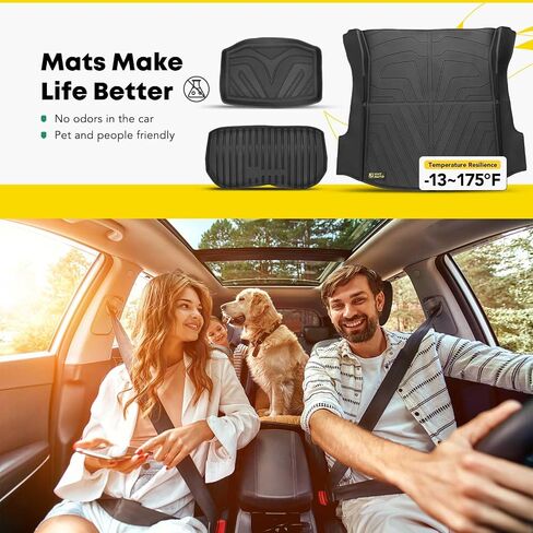 YHTAUTO Trunk Mat Cargo Liner Compatible with Tesla Model 3 2021 2022 2023, All Weather TPE Trunk Mat Rear Storage Mats, Model 3 Accessories, Black, Set of 3 in Saudi Arabia