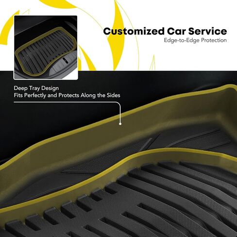 YHTAUTO Trunk Mat Cargo Liner Compatible with Tesla Model 3 2021 2022 2023, All Weather TPE Trunk Mat Rear Storage Mats, Model 3 Accessories, Black, Set of 3 in Saudi Arabia