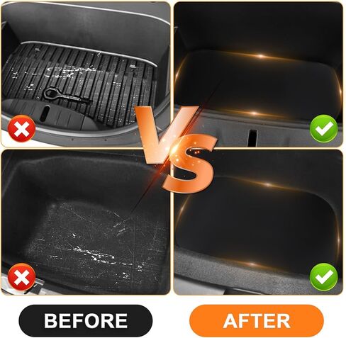 حصيرة تخزين صندوق السيارة الأمامي والخلفي متوافقة مع طراز Tesla موديل Y 2017-2023، جلد نابا مناسب لجميع الأحوال الجوية وبطانة سفلية مخصصة (ليس للطراز 3) (أسود) in Kuwait