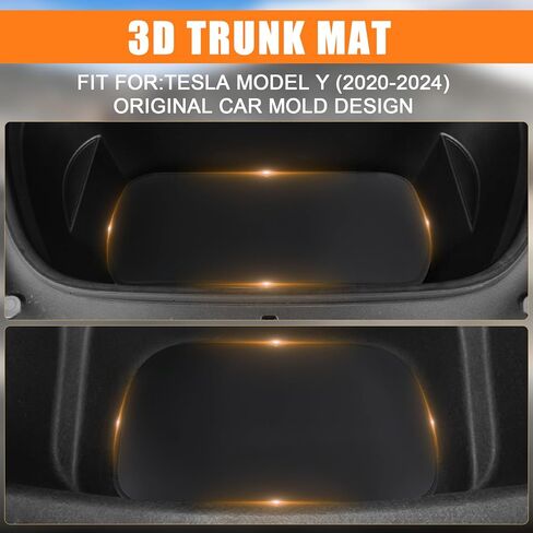 حصيرة تخزين صندوق السيارة الأمامي والخلفي متوافقة مع طراز Tesla موديل Y 2017-2023، جلد نابا مناسب لجميع الأحوال الجوية وبطانة سفلية مخصصة (ليس للطراز 3) (أسود) in Kuwait