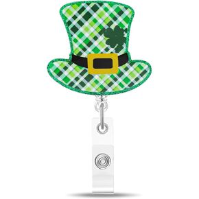 St.Patrick’s Day Lucky Clover Badge Holder,Green Glitter Badge Reel with Star Design Cute Badge Reel with Alligator Clip St.Patrick’s Day ID Name Tag Badge Holder for Nurse Teacher Office Staff in Kuwait