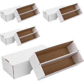 4 Set Trading Card Storage Box, 1600 Count Collector Card Storage Boxes, White Trading Cards Box Storage Sports Card Storage Cases Organizer Box for Basketball Soccer Baseball Game Cards