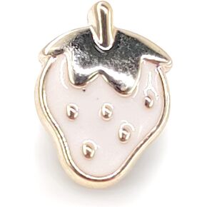 Enamel White Strawberry Electroplated PVC Sewing Shank Buttons 20 Pcs - 10mm, 13/32"