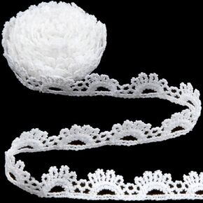 4 Yards White Lace Trim, Vintage Crocheted Lace Ribbons, Embroidery Scalloped Edge Lace for DIY Crafts, Bouquet, Sewing, Wedding, Wrapping, Decoration (0.63" Wide)