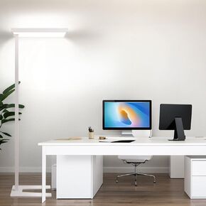 4000K LED Floor Lamp for Office, 76.6'' Full Spectrum Dimmable 100W 10400LM Natural Daylight Eye-Caring Free Standing Lamp for Reading Room Office Study Room Nursery Piano