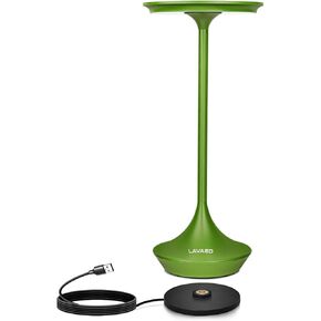 LAVAED LED Cordless Table Lamp, 4000mAh Rechargeable Waterproof Touch Lamp, 3 Colors Stepless Dimmable Battery Operated Lamp Portable Desk Lamp for Students-Bedside/Travel/Outdoor Camping(Green)