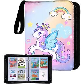 Thisness Card Holder for Yoto Cards 120 Cards Capacity Card Case Organizer with Zipper Card Binder for Yoto Player and Yoto Mini Cards Storage, Unicorn