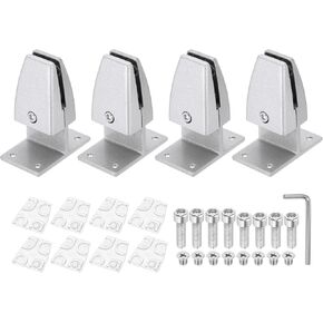 PATIKIL 2.8x1.7x3.6" Desk Divider Support Clamp, 4 Pcs Aluminum Desk Shield Clamp Desk Divider Partition Clamp Sneeze Guard Clamp Bracket for Office Home Desk Panel, White
