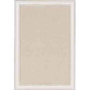 DesignOvation Macon Framed Linen Fabric Pinboard, 18x27, Soft White