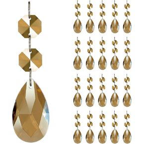 20pcs Teardrop Chandeliers Crystal Prism 38mm Replacement Beads, Hanging Crystals for Chandelier Decoration (Black)