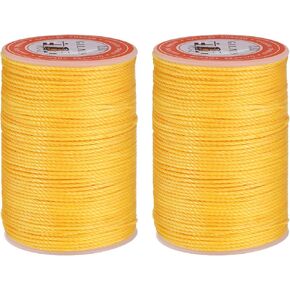 uxcell Round Leather Sewing Waxed Thread, 55m / 60 Yards Polyester Wax String, 0.80mm Wax Stitching Cord for Leather Crafts, Bookbinding, Bracelets Braided, White, 2pcs