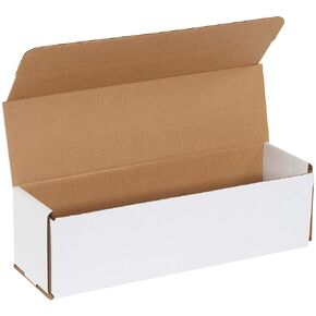 Aviditi White Corrugated Cardboard Mailer Box, 14" L x 4" W x 4" H, Pack of 50, Crush-Proof, for Shipping and Mailing UPS, USPS and FedEx