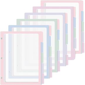 30PCS/6 Set 3 Ring Binder Dividers with Tabs 5 Color Page Dividers for 3 Ring Binder with Tabs 11.5×8.5inch Clear Folder Divider 3 Ring File Dividers Tabbed Index Dividers for School Office (Pastel)