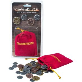 الألعاب: Gloomhaven: ترقية المعدنية المعدنية - 60 قطعة نقدية وحقيبة الرباط ، ملحق ألعاب اللوح ، العملة المعدنية ، فن مفصل