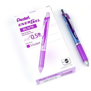 Pentel® EnerGel™ Deluxe RTX Retractable Liquid Gel Pens, Fine Point, 0.5 mm, 54% Recycled, Blue Barrel, Black Ink, Pack Of 12 Pens