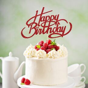 Sleyberoy Glitter Happy Birthday Cake Topper-Birthday Party Decoration Supplies 、Boys and Girls Happy Birthday Party Selection Decoration