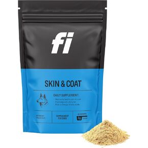 Fi Dog Supplements - Skin & Coat Powder Food Topper | Supports Healthy Skin & Shiny Fur | Omega-3 Fish Oil, Biotin & Zinc | Vet-Formulated Coat Defense Powder for Dogs | 90 Scoops