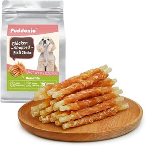 Dog Treats, Chicken Wrapped Cod Sticks, Rawhide Free Dog Chews, Healthy Soft Dog Treats for Small Dogs, 14.11 oz