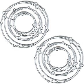2 Pack Circle Die Cuts for Card Making, Metal 3D Spotted Line Circle Nesting Frame Cutting Dies for Photo Paper Craft Album Decorative DIY Scrapbooking Die-Cuts Embossing Card Making Supplies