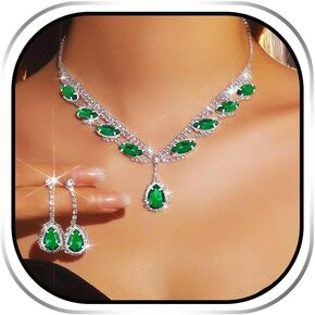 EARENT Rhinestone Bridal Wedding Jewelry Sets Black Crystal Sparkly Bride Necklace Earrings Set Prom Costume Necklaces for Women