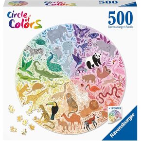Ravensburger Circle of Colors: Animals 500 Piece Round Jigsaw Puzzle | Uniquely Crafted Pieces | Softclick Technology | Engaging Artwork | Certified by The Forest Stewardship Council