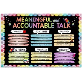 ZOCJNALC Meaningful And Accountable Talk Classroom Poster Back To School Horizontal Poster for Room Aesthetic Posters & Prints on Canvas Wall Art Poster for Room 16x24inch(40x60cm)