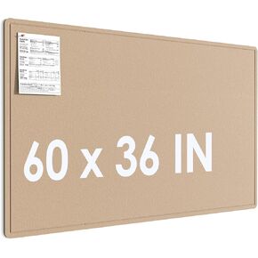 MaxGear Extra Large Bulletin Board 60" x 36", Foldable Felt Board Vision Board Supplies, Cork Board for Office, Home, School, Small Pin Boards for Walls Decorative Display Board Beige Brown