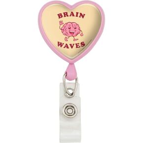 Brain Waves Waving Funny Humor Heart Lanyard Retractable Reel Badge ID Card Holder
