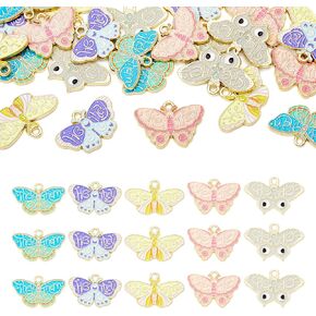 Alloy Enamel Butterfly Charms Colorful Butterfly Insect Pendants Metal Enamel Butterfly Pendants Earrings Dangles Charm for Jewelry Making Necklace Earrings