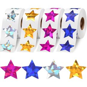 2000 PCS ملصقات نجوم ثلاثية الأبعاد ، ملصقات إبطاء للادة اللمسات اللامع اللامع ملصقات نجم عاكسة ، مثالية لمخططي الطلاب وإمدادات الفصول الدراسية ، كل مقاييس 1 "