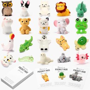 20 Sets Pocket Hug Token Gifts Bulk Mini Resin Animals Employee Appreciation Small Thank You Gifts Bulk for Staff Coworker Easter Basket Stuffers Friend Family Volunteers(Classic)