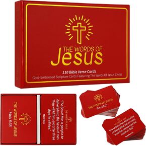 The Words Of Jesus - 110 Christian Bible Verse Cards - Gold Foil Scripture Cards With Bible Verses Of Jesus Christ (NIV)