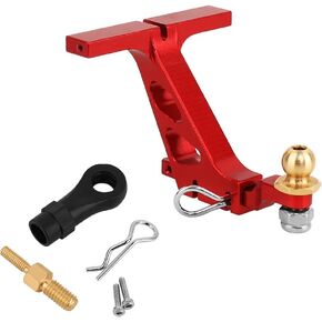 CNC Aluminum Drop Hitch Receiver with Link Rod End Set for 1/24 RC Crawler SCX24 DIY Upgrade ((red)