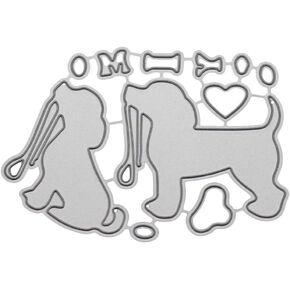Cute Dog Die Cut for Card Making,﻿Scrapbooking Die-Cuts,Dies for Card Making, Dog Metal Cutting Dies Congratulations Die Cuts Happy Birthday Embossing Stencils Template for DIY Scrap-Booking Decor