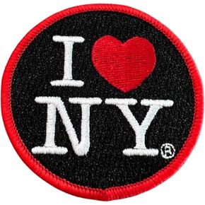 I Love (Heart) New York NY 2.5" Black Circular Iron-On Patch Officially Licensed Product