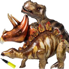 3 Pcs 52" Inflatable Dinosaur Balloon-Dinosaur Party Decorations Birthday Party Supplies-Tyrannosaurus&Triceratops&Stegosaurus-Party Favors,Halloween,Christmas Gift for Kids and Adults
