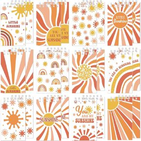 Cholemy 24 Pieces Boho Sun Mini Notebooks Bulk Hippie Groovy Boho Sunshine Notepads Hippie Sunshine Pocket Notebooks for Sun Birthday Party Favors Goodie Bag Stuffers Classroom Rewards Supplies