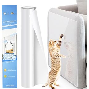Cat Scratch Protector, Cat Scratcher, Self-Adhesive One-Sided Sofa Guard, Cat Scratcher, Suitable for Sofas, Doors, Transparent Sofa Protector, Cat Scratch Tape Shield (Transparent) (45x300cm)