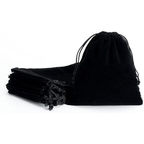 Tendwarm 20 Pcs 4x6 Inches Black Velvet Bags With Drawstring Candy Jewelry Pouch Bags Christmas Wedding Favors