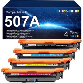 4 Pack Replacement for HP 507A Toner Cartridges Works with HP Laserjet Enterprise 500 Color M551,Laserjet 500 Color MFP M575,Laserjet Pro 500 Color MFP M570 Series (Black,Cyan,Magenta,Yellow)