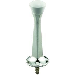 Prime-Line MP9044 Rigid Door Stop, 3 In. Reach, Diecast Construction, Chrome Plated, White (5 Pack)