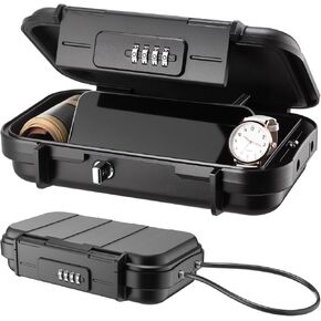 2 Pack Travel Safe Lock Box Portable Safe Lock Box with Combination Mini Beach Waterproof Lockable Box with Removable Wire Rope Combination Box For Family and Outdoor Activities