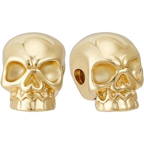 Beebeecraft 1 Box 10Pcs Skull Bead 18K Gold Plated Skeleton Head Spacer Beads Link Connector for Bracelet DIY Jewellery Making