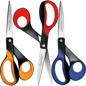 OneName Left Handed Scissors,Left Handed Scissors Adults,Stainless Steel Sharp Blade Soft Comfort-Grip Handles Lefty Scissor for School Office Home Crafting Sewing Cutting Fabric Paper 8 Inch 3 Pack